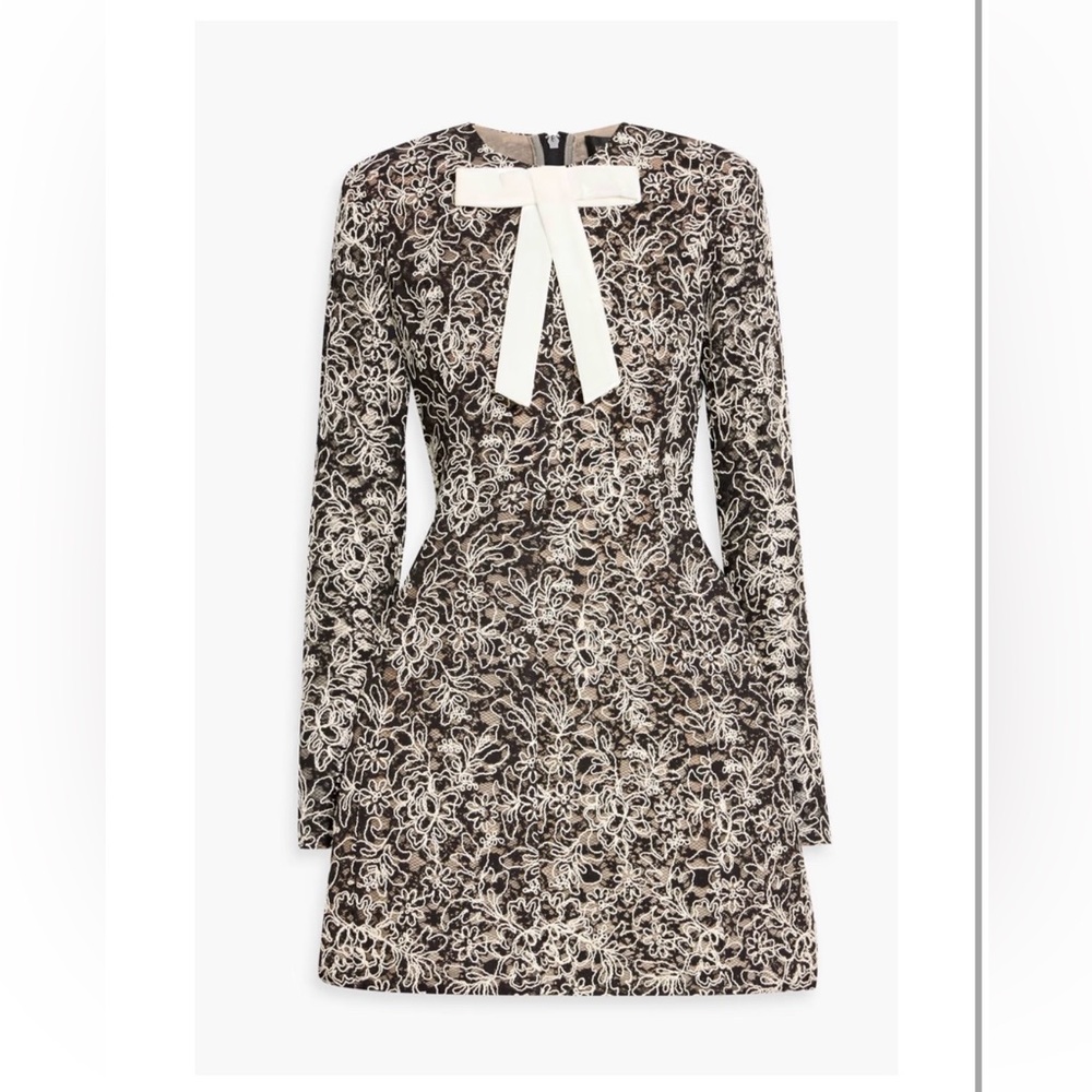 Bronx and Banco Courtney Bow Detailed Embroidered Lace Dress